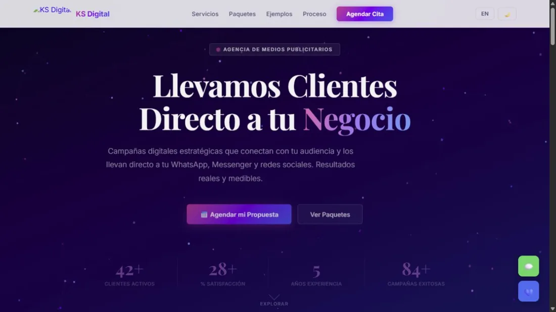 Captura del sitio web actual de KS Digital