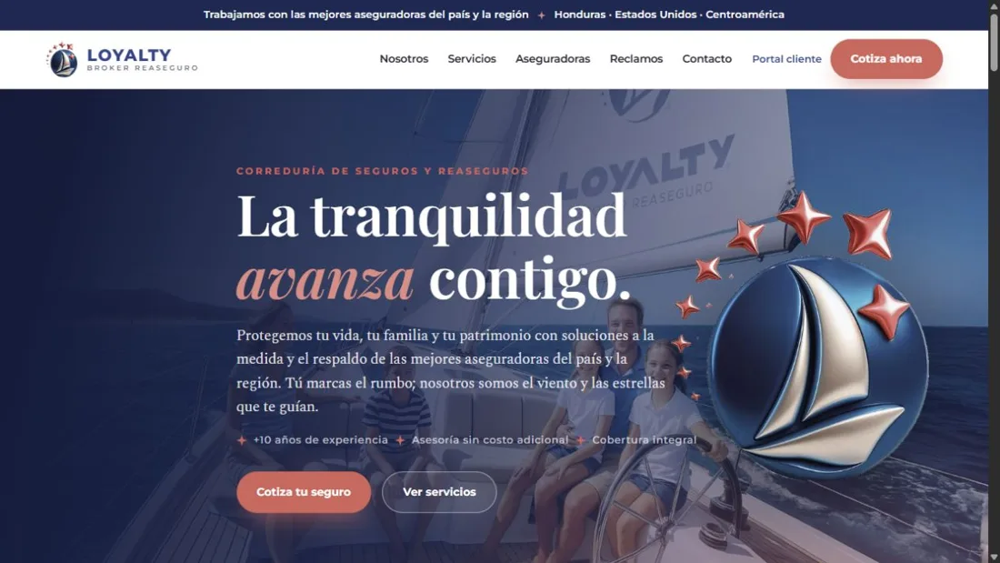 Captura del sitio web actual de Loyalty Broker